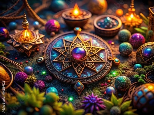 Fototapeta Enigmatic Magic Symbols with Mystical Patterns and Intricate Designs for Enchantment and Sorcery
