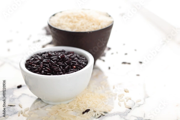 Fototapeta Rice on marble table.