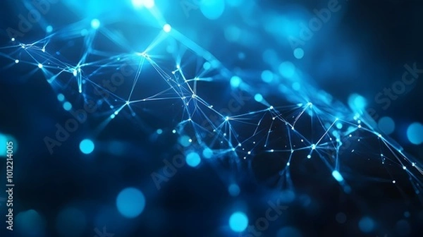 Fototapeta Glowing Digital Energy: Futuristic Explosions and Starry Network Designs