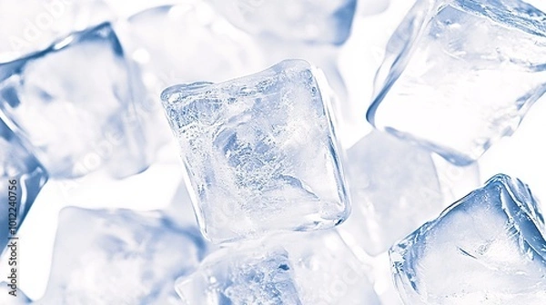 Fototapeta ice texture on white background center left hole