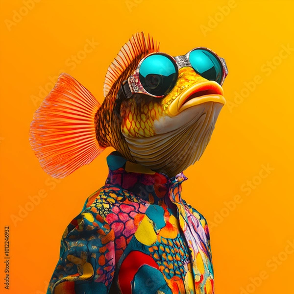 Obraz Colorful Fish in Sunglasses and Stylish Shirt
