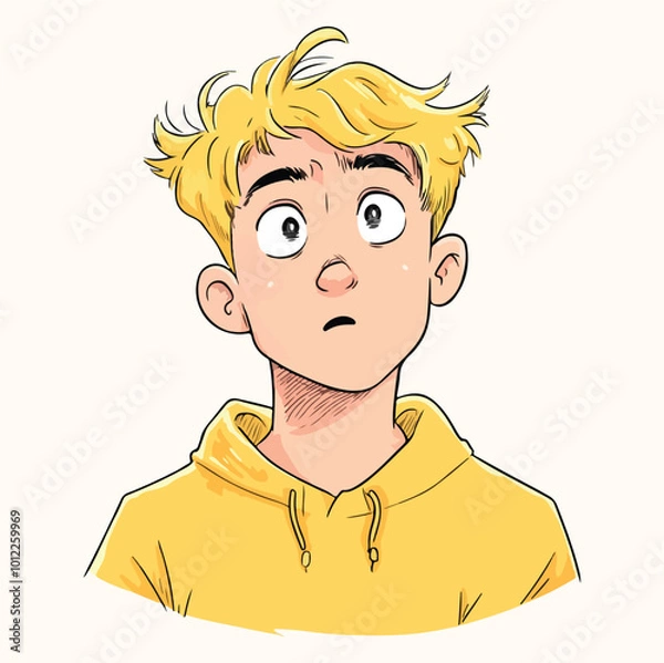 Fototapeta A boy with confuses posture concept illustration