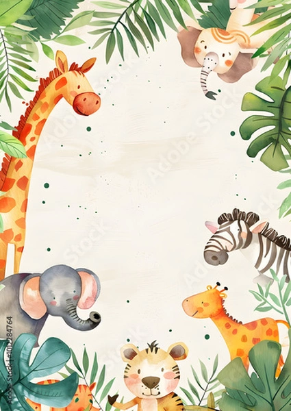 Obraz Cute animal frame border