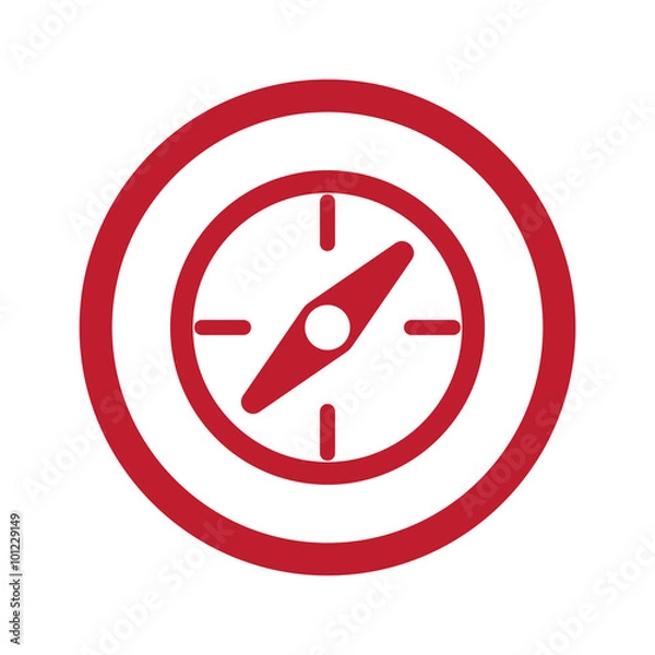 Fototapeta Flat red Compass icon in circle on white