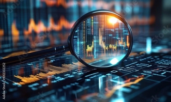 Fototapeta Business audit stock financial finance management on analysis data strategy with graph accounting marketing or report chart economy investment research profit concept.