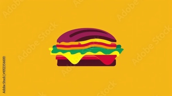 Obraz Colorful burger graphic on a bright yellow background