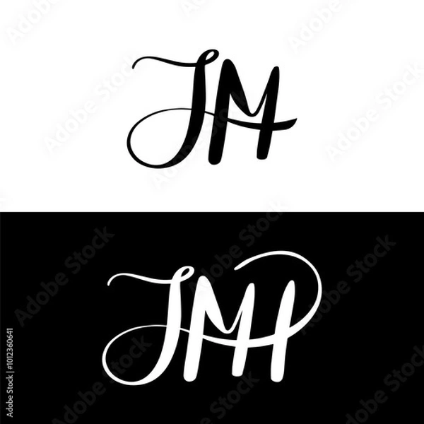 Obraz initial letter jm and jmh script unique logo black