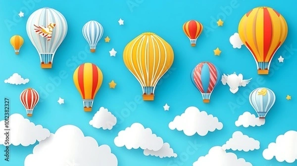 Obraz Balloons floating gracefully, painting the sky in vivid hues
