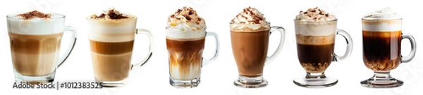 Fototapeta Latte drinks png cut out element set