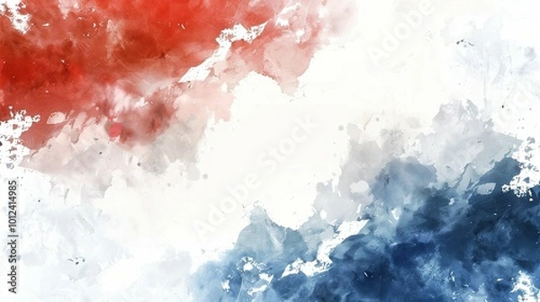 Fototapeta Abstract Watercolor Painting with Red and Blue Splashes