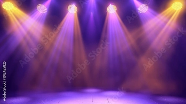 Fototapeta Colorful Stage Lighting with Bright Spotlights