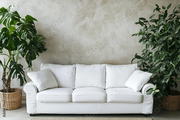 Fototapeta green plants modern living room wall