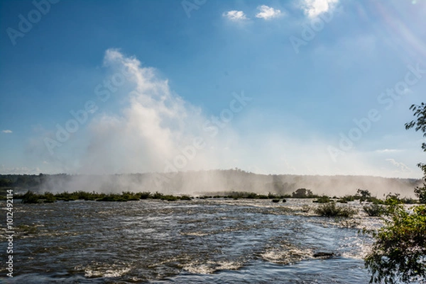 Fototapeta Iguazu River Rapids and Rising Mist
