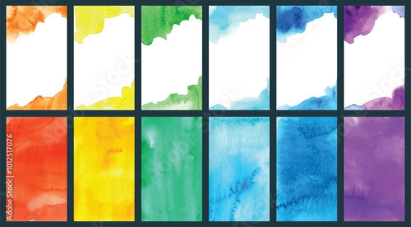 Obraz Big set of bright vector colorful watercolor background for poster, brochure or flyer