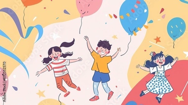 Fototapeta Children's Day Simple Hand Drawn Background - a charming and festive visual. The simple hand drawn backdrop for Children's Day is full of joy and creativity