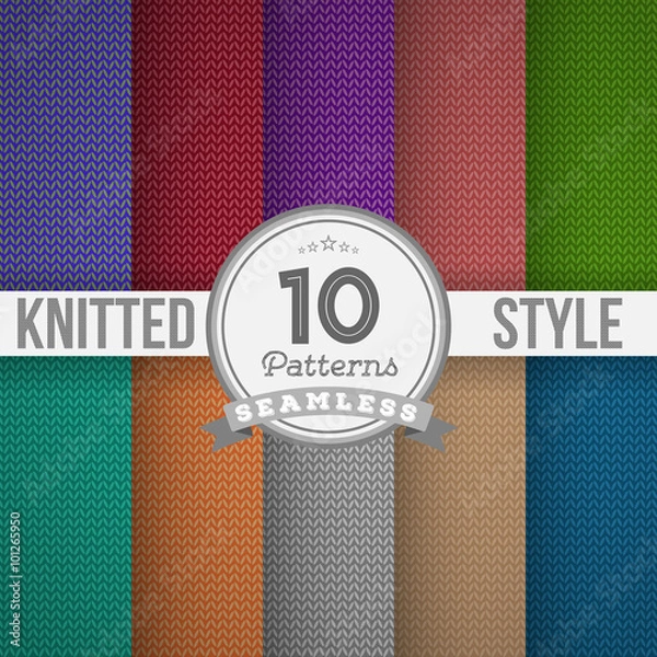 Obraz Knitted Style Seamless Pattern Set. Vector EPS10 Seamless Patter