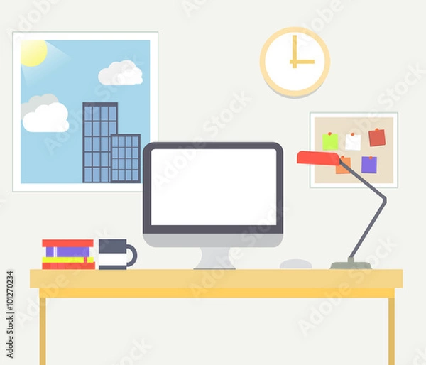 Obraz Flat design office, workspace.