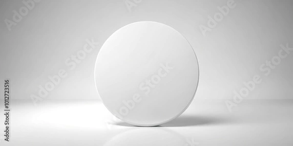 Fototapeta Forced perspective white circle on white background symbolizing silence, harmony, and peace