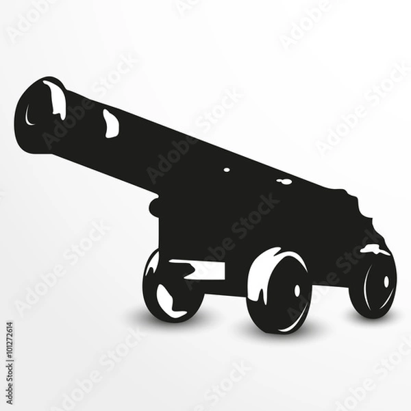 Obraz Old cannon. Vector illustration. Black and white view.