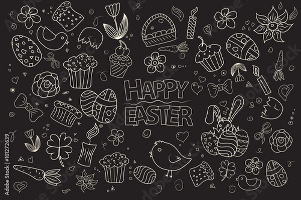 Fototapeta Easter hand drawn vector symbols and objects