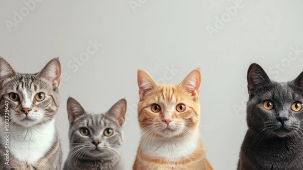 Obraz Four Cats Looking at Camera