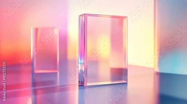 Obraz Abstract glass blocks reflecting colorful light patterns