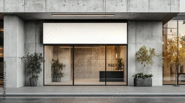 Fototapeta Modern Rectangular Store Signage Mockup for Display