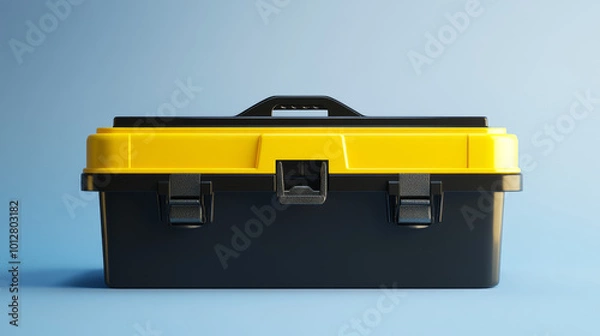 Fototapeta A toolbox made of plastic, with black and yellow colors.