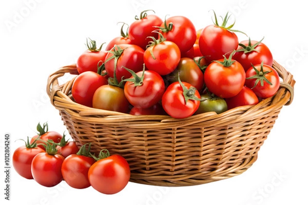 Fototapeta Lots of tomato in a basket isolate on transparency background