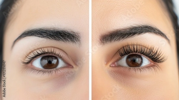 Fototapeta Eyelash Extensions Before and After