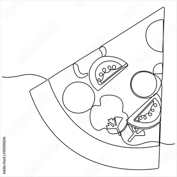 Obraz Continuous single line drawing of slice of hot pizza concept world food day vector illustration 