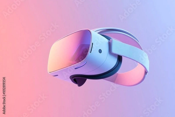 Fototapeta Modern VR Headset Floating Against Soft Gradient Background