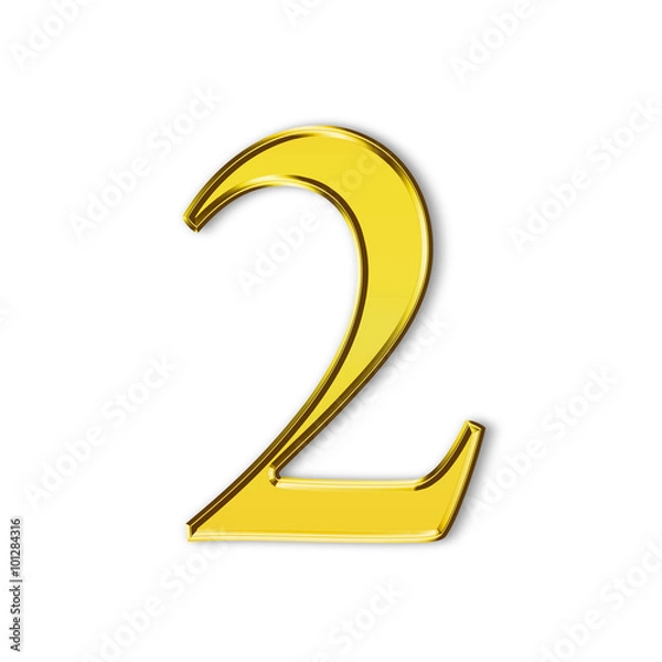 Fototapeta Number zero gold solid alphabet, white background