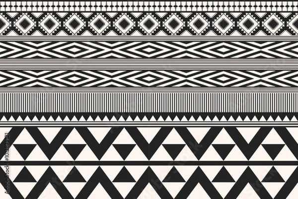 Obraz Ethnic geometric pattern, seamless pattern of the Navajo tribe. Native American ethnic. Seamless vector pattern ethnic, seamless Mexican rug, woven carpet. Folk embroidery, Bohemian, Aztec style.