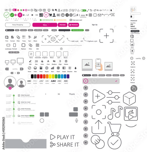 Fototapeta Modern UI Graphic Elements for Websites and Apps