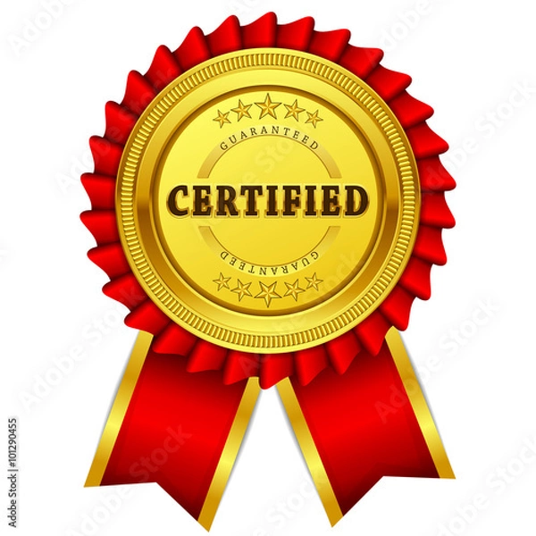 Fototapeta Certidied Guaranteed Red Seal Vector Icon