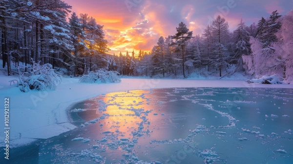 Obraz sunset in the forest