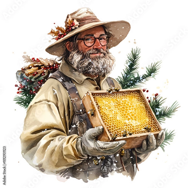 Obraz Christmas Honey Bee Clipart Vector Illustration