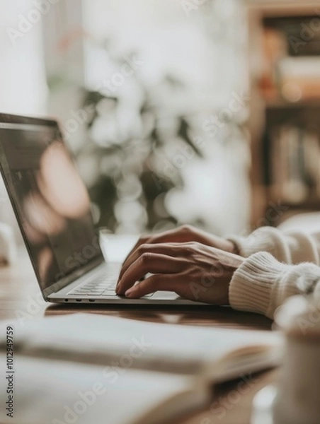 Fototapeta Students Engaged in Digital Learning at a Workspace