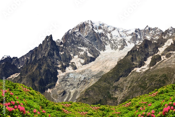 Fototapeta Mont Blanc ( Monte Bianco ) mountain range isolated on a transarent PNG background.