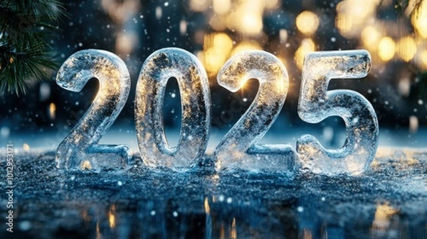 Fototapeta Ice Sculpture Numbers for New Year Celebration Design for New Year 2025
