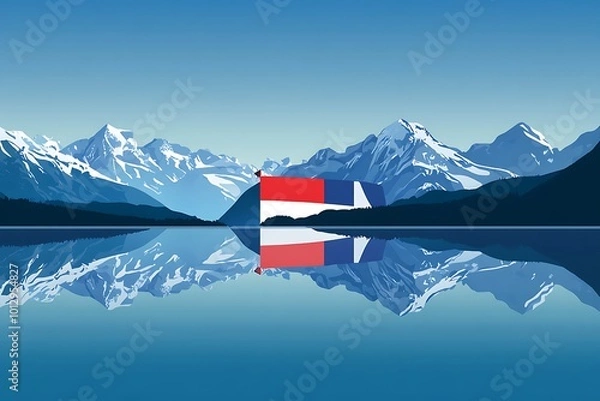 Fototapeta Iceland flag fluttering on the wind.