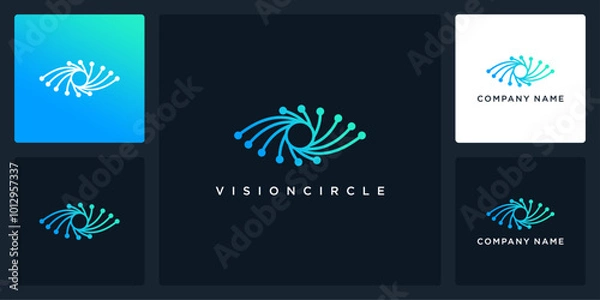 Fototapeta Vector abstract eye of technology logo and icon design template, can be used in various media easily, editable