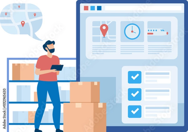 Fototapeta High Tech Logistics System for Tracking goods. SVG File