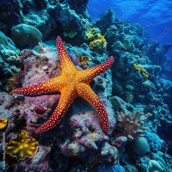 Obraz Starfish on Coral Reef
