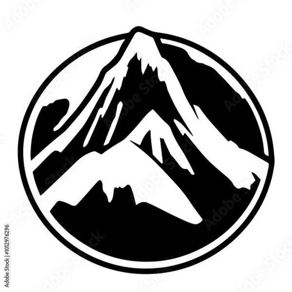 Obraz A simplified logo of Mont Blanc as a cartoon, emphasizing bold shapes and clean lines for a modern feel.