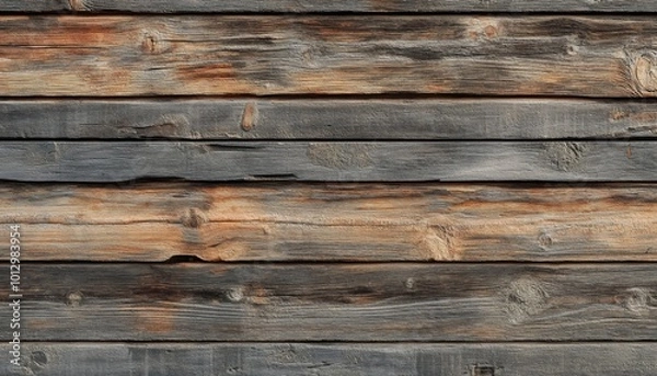 Fototapeta Weathered wooden planks with a rustic look and texture.