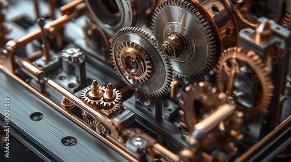 Fototapeta Intricate Gears and Cogs in a Mechanical System