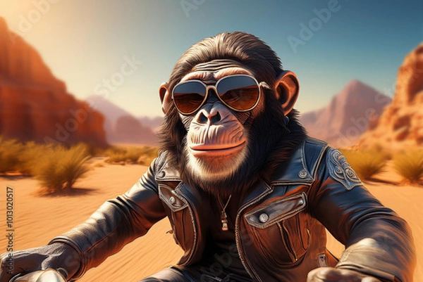 Obraz Affe auf dem Motorrad