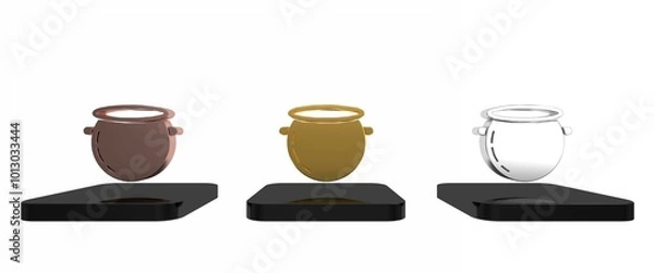 Obraz Colorful Halloween witch cauldron icon isolated on white background. Happy Halloween party. Minimalism concept. 3D render illustration